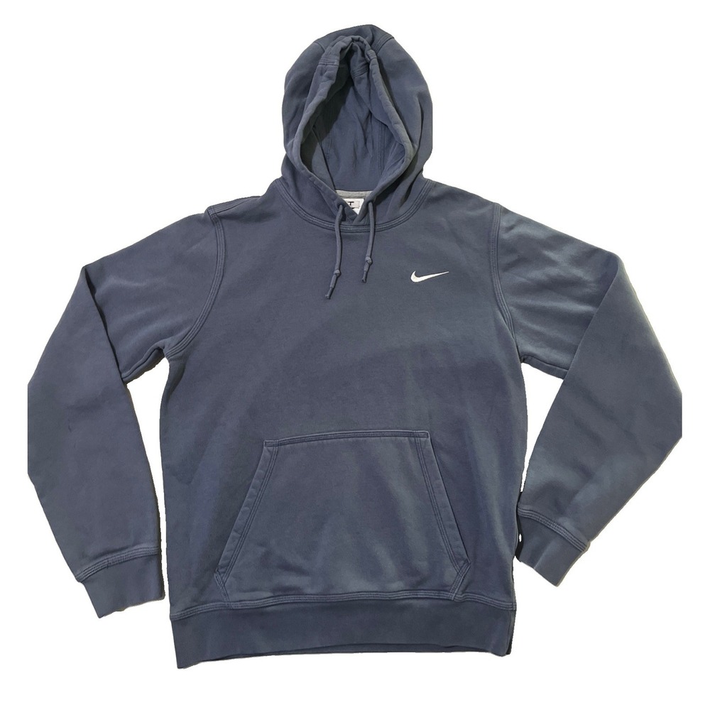 Nike Mens Small Fleece Hoodie Light Baby Blue Pullover Faded Y2K Skater Grunge